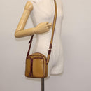 CARTIER Shoulder Bag Leather Beige Gold Auth BA6209-22