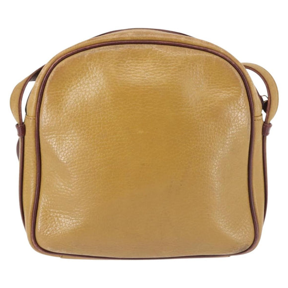 CARTIER Shoulder Bag Leather Beige Gold Auth BA6209