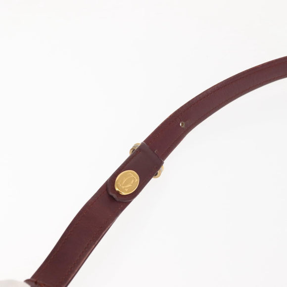 CARTIER Shoulder Bag Leather Beige Gold Auth BA6209