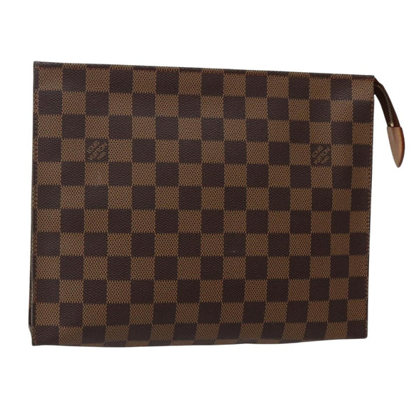 LOUIS VUITTON Damier Ebene Poche Toilette 26 Pouch N47543 LV Auth BA6219