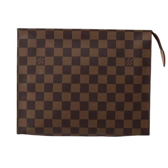 LOUIS VUITTON Damier Ebene Poche Toilette 26 Pouch N47543 LV Auth BA6219