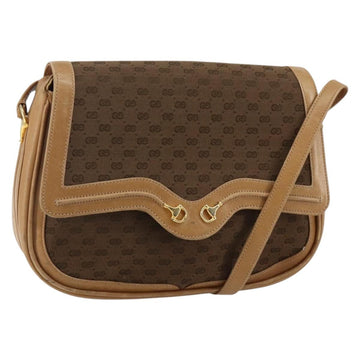 GUCCI Micro GG Canvas Shoulder Bag Brown Gold Auth BA6220