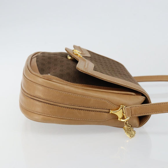 GUCCI Micro GG Canvas Shoulder Bag Brown Gold Auth BA6220