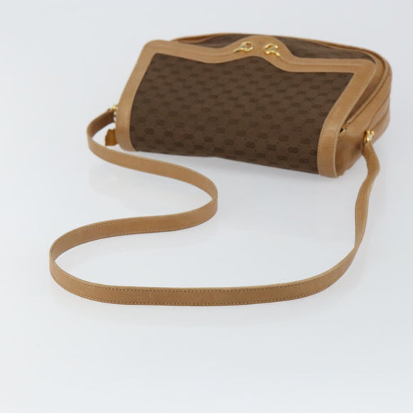 GUCCI Micro GG Canvas Shoulder Bag Brown Gold Auth BA6220