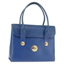 MCM Hand Bag Leather Blue Gold Auth BA6222-1