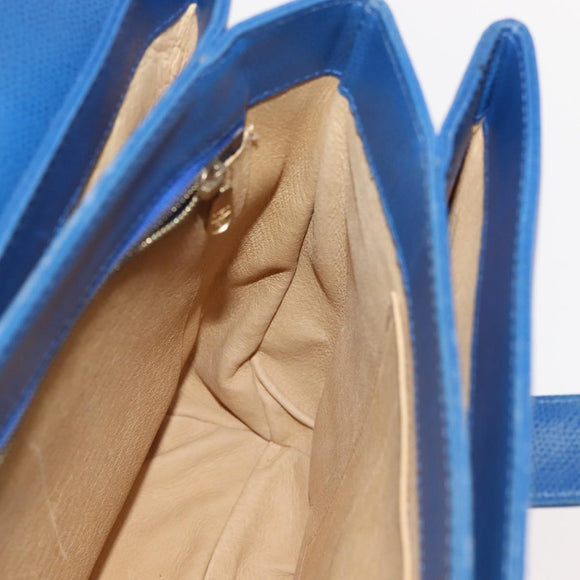 MCM Hand Bag Leather Blue Gold Auth BA6222