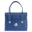 MCM Hand Bag Leather Blue Gold Auth BA6222-13