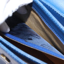 MCM Hand Bag Leather Blue Gold Auth BA6222-21