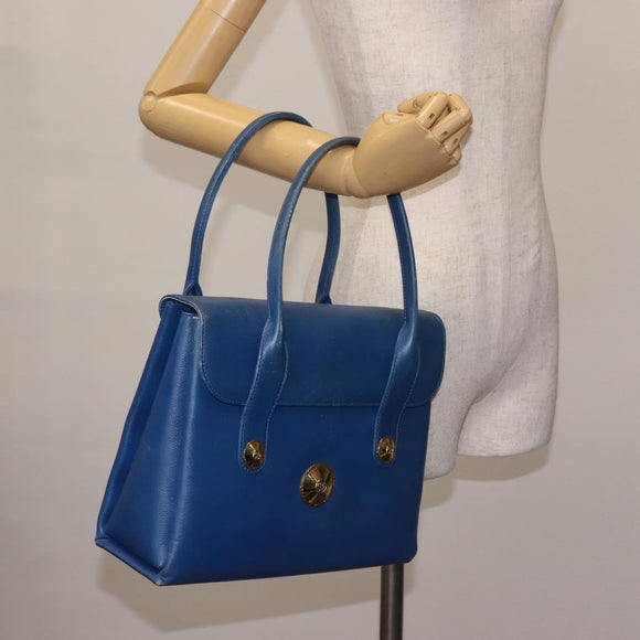 MCM Hand Bag Leather Blue Gold Auth BA6222