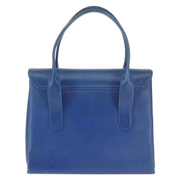 MCM Hand Bag Leather Blue Gold Auth BA6222