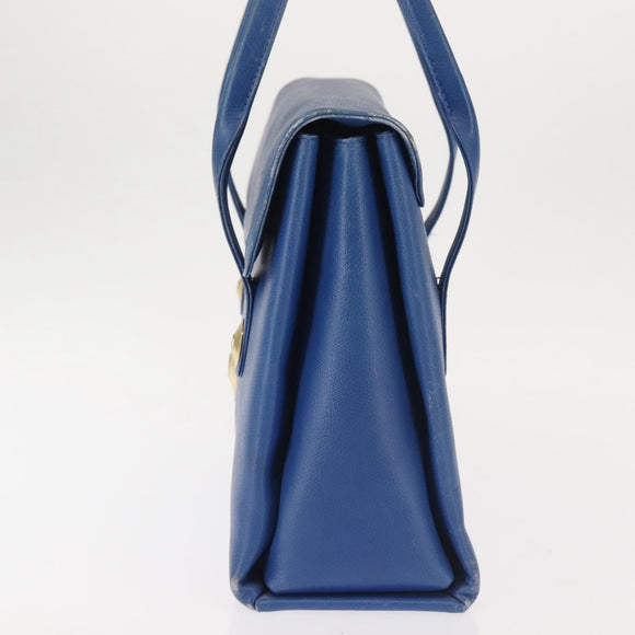 MCM Hand Bag Leather Blue Gold Auth BA6222