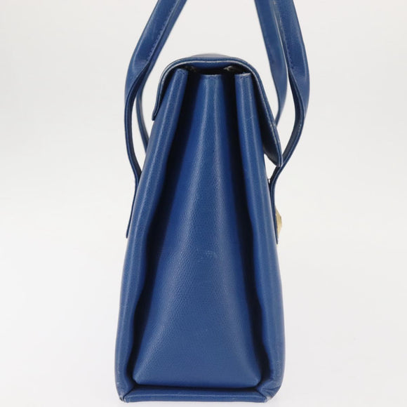 MCM Hand Bag Leather Blue Gold Auth BA6222