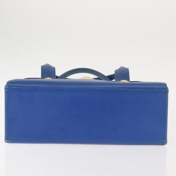 MCM Hand Bag Leather Blue Gold Auth BA6222