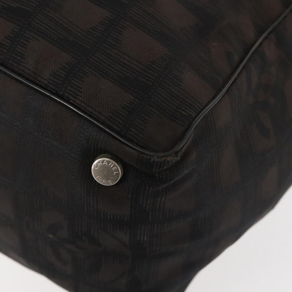 CHANEL New Travel Line Tote Bag Nylon Black Gold CC Auth BA6224