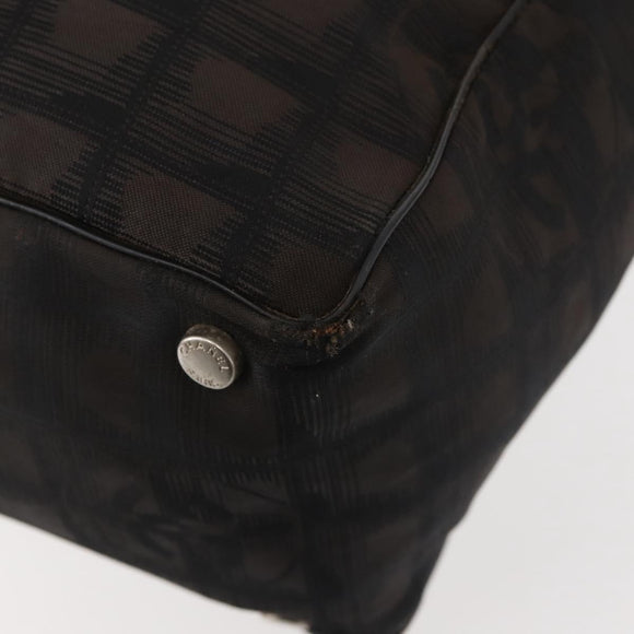 CHANEL New Travel Line Tote Bag Nylon Black Gold CC Auth BA6224