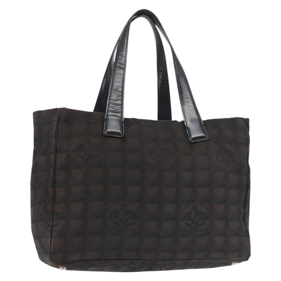 CHANEL New Travel Line Tote Bag Nylon Black Gold CC Auth BA6224