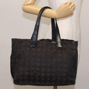 CHANEL New Travel Line Tote Bag Nylon Black Gold CC Auth BA6224-21