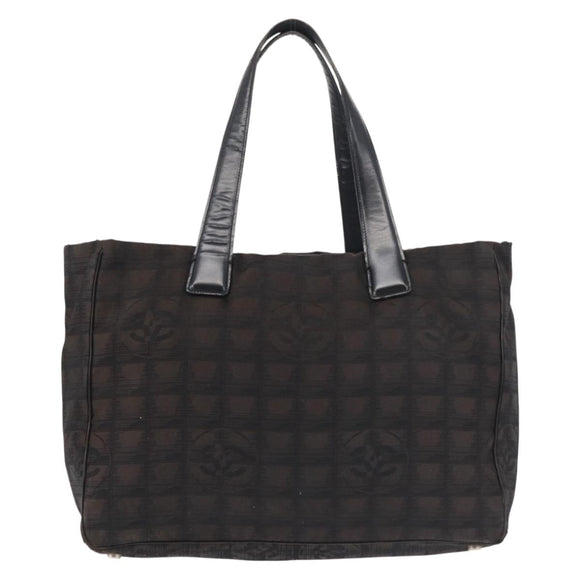 CHANEL New Travel Line Tote Bag Nylon Black Gold CC Auth BA6224