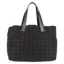 CHANEL New Travel Line Tote Bag Nylon Black Gold CC Auth BA6224-2