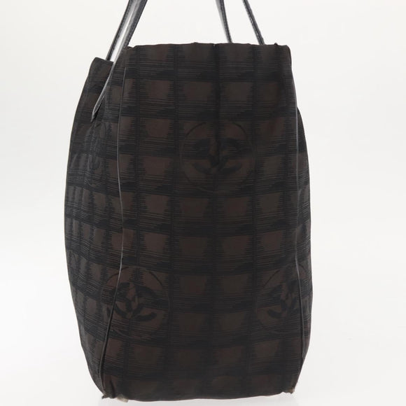 CHANEL New Travel Line Tote Bag Nylon Black Gold CC Auth BA6224