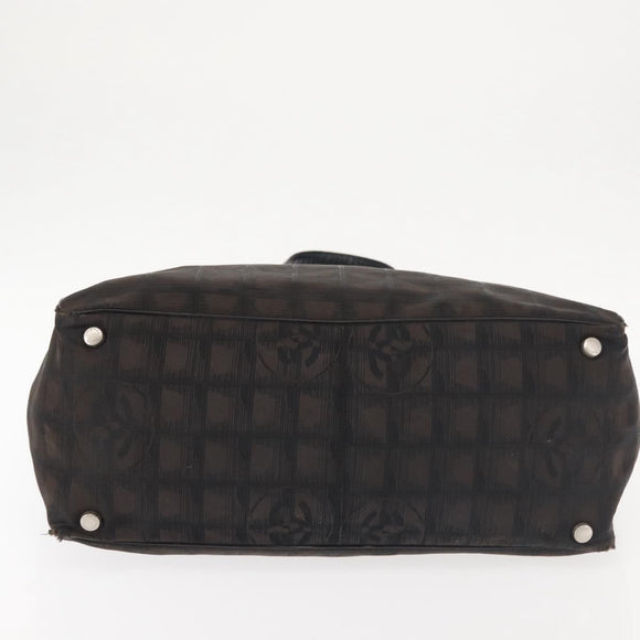 CHANEL New Travel Line Tote Bag Nylon Black Gold CC Auth BA6224