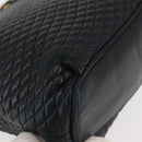 BALLY Chain Shoulder Bag Leather Navy Gold Auth BA6225-14