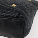 BALLY Chain Shoulder Bag Leather Navy Gold Auth BA6225-9