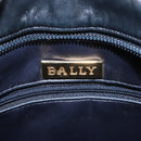 BALLY Chain Shoulder Bag Leather Navy Gold Auth BA6225-18
