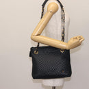 BALLY Chain Shoulder Bag Leather Navy Gold Auth BA6225-22