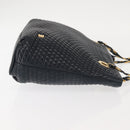 BALLY Chain Shoulder Bag Leather Navy Gold Auth BA6225-3