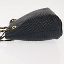 BALLY Chain Shoulder Bag Leather Navy Gold Auth BA6225-4