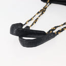 BALLY Chain Shoulder Bag Leather Navy Gold Auth BA6225-7