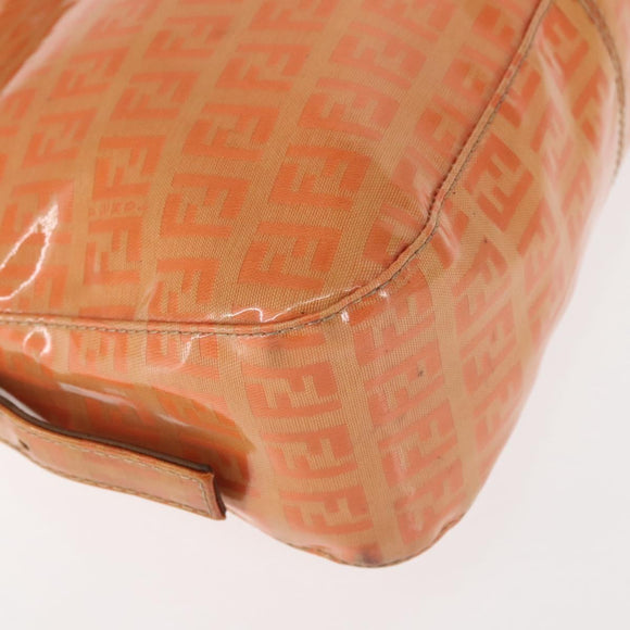 FENDI Zucchino Canvas Mamma Baguette Shoulder Bag Enamel Orange Gold Auth BA6226