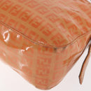 FENDI Zucchino Canvas Mamma Baguette Shoulder Bag Enamel Orange Gold Auth BA6226-13
