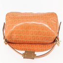 FENDI Zucchino Canvas Mamma Baguette Shoulder Bag Enamel Orange Gold Auth BA6226-17