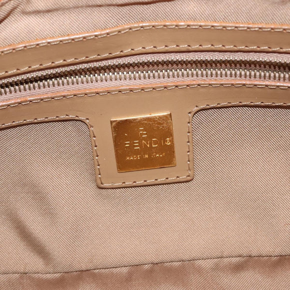 FENDI Zucchino Canvas Mamma Baguette Shoulder Bag Enamel Orange Gold Auth BA6226