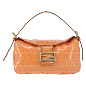 FENDI Zucchino Canvas Mamma Baguette Shoulder Bag Enamel Orange Gold Auth BA6226 - 0