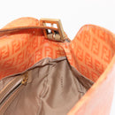 FENDI Zucchino Canvas Mamma Baguette Shoulder Bag Enamel Orange Gold Auth BA6226-20