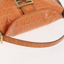 FENDI Zucchino Canvas Mamma Baguette Shoulder Bag Enamel Orange Gold Auth BA6226-6