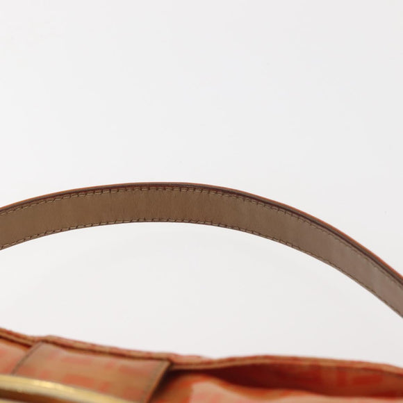 FENDI Zucchino Canvas Mamma Baguette Shoulder Bag Enamel Orange Gold Auth BA6226