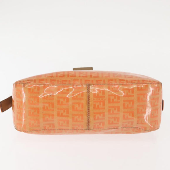 FENDI Zucchino Canvas Mamma Baguette Shoulder Bag Enamel Orange Gold Auth BA6226
