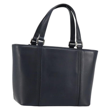 BURBERRY Hand Bag Leather Navy Silver Auth BA6227