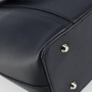 BURBERRY Hand Bag Leather Navy Silver Auth BA6227-9