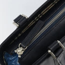 BURBERRY Hand Bag Leather Navy Silver Auth BA6227-10