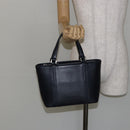 BURBERRY Hand Bag Leather Navy Silver Auth BA6227-22