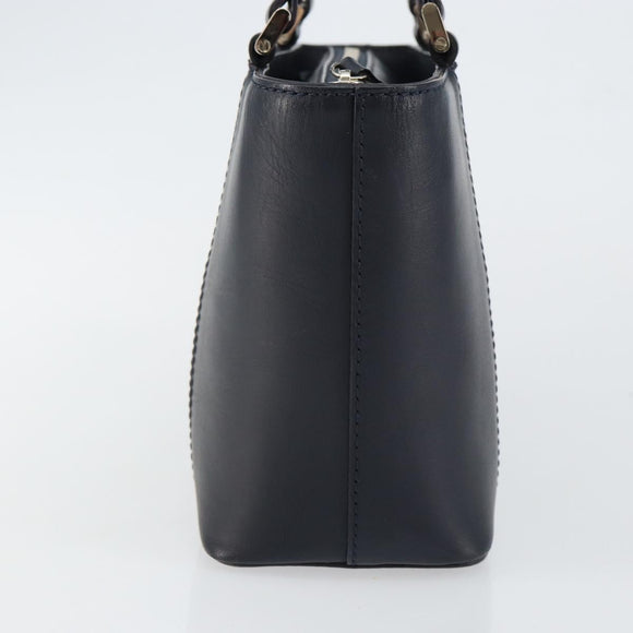 BURBERRY Hand Bag Leather Navy Silver Auth BA6227