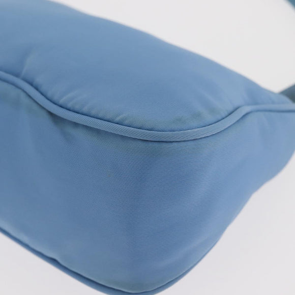 PRADA Accessory Pouch Nylon Light Blue Silver Auth BA6228