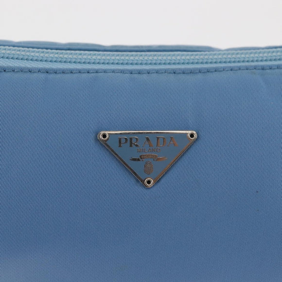 PRADA Accessory Pouch Nylon Light Blue Silver Auth BA6228