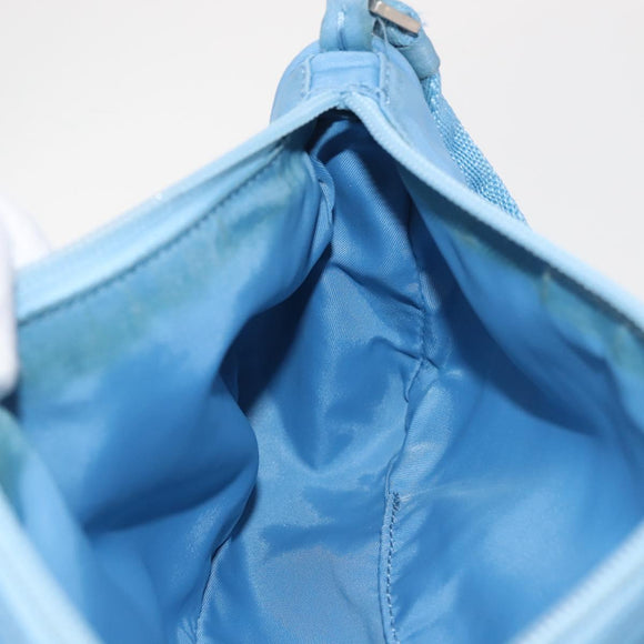 PRADA Accessory Pouch Nylon Light Blue Silver Auth BA6228