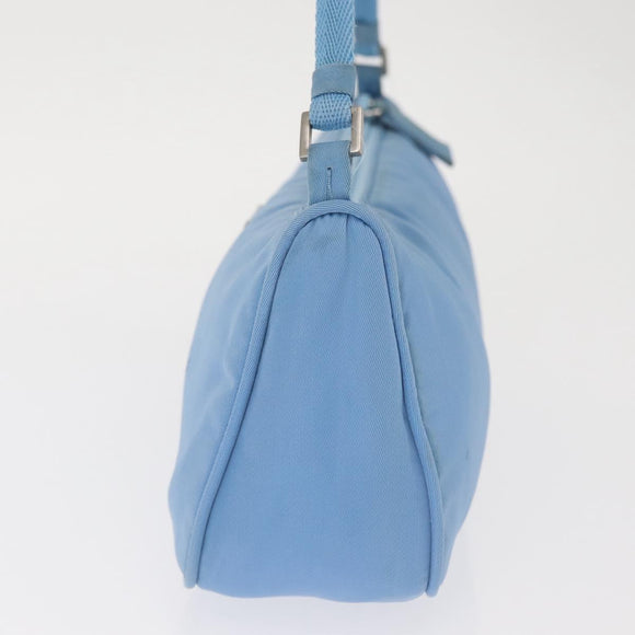 PRADA Accessory Pouch Nylon Light Blue Silver Auth BA6228